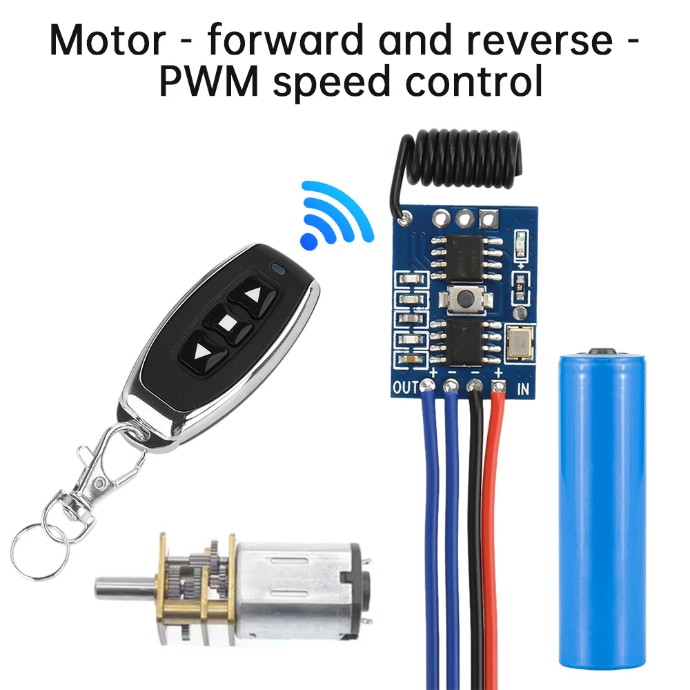 Módulo de control remoto inalámbrico para motor de CC de 3 V/5 V/12 V: regulación de velocidad PWM de accionamiento inverso hacia adelante - imagen 2