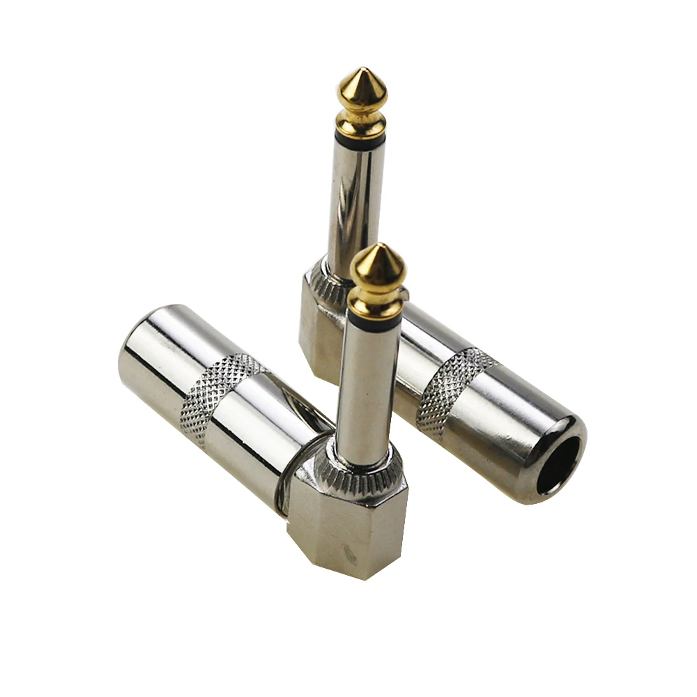 1 Uds 6,35 enchufe de Audio amplificador de micrófono enchufe de Cable de guitarra Bipolar Mono amplificador enchufe de micrófono 90 grados Audio TRS enchufe - imagen 3