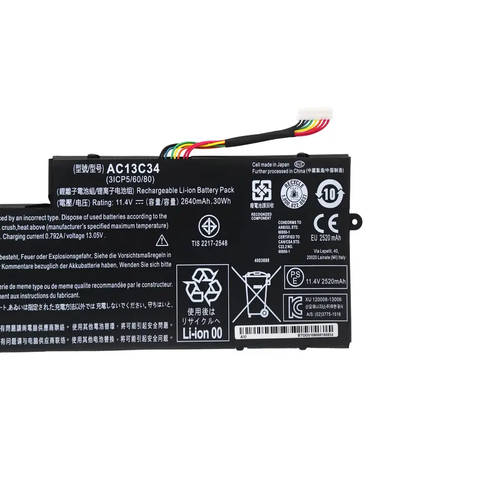 New 11.4V 2640mAh 30WH AC13C34 Laptop Battery For Acer Aspire V5-122P V5-132 E3-111 E3-112 ES1-111M MS237 KT.00303.005 - imagen 2