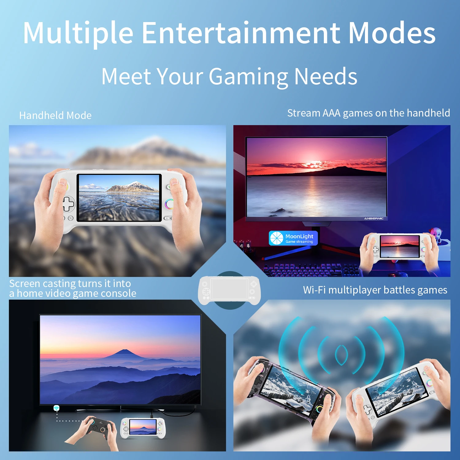 ANBERNIC-consola de juegos portátil RG557, procesador de dimensiones, pantalla AMOLED de 5,48 ", Joystick capacitivo Android14, ventilador de refrigeración de salida DP - imagen 5