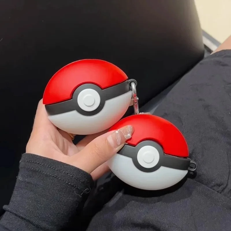 Potdemiel Pokemon Poké Ball funda para auriculares Sony WF-1000XM5 auriculares inalámbricos de silicona caja de carga funda protectora con gancho