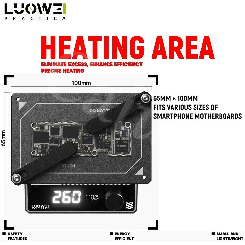 LUOWEI HS3 Estación de precalentamiento plataforma de precalentador en capas termostática para Android IPhoneX-16Pro Max herramienta de reparación de chips de placa base - imagen 5