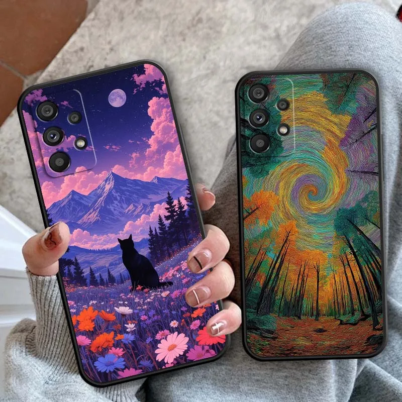 Funda de teléfono negra brillante luminosa para Samsung A42 A41 A35 A34 A33 A32 A25 A24 A23 A21s A04 A03 Note 20 Ultra 5G - imagen 4