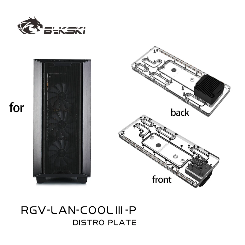 BYKSKI RGV-LAN-COOLIII-P Placa de distribución Placa acrílica Solución de enfriamiento por agua para LIANLI Ghost Axe 2 Caja de computadora Soporte Bomba DDC - imagen 5
