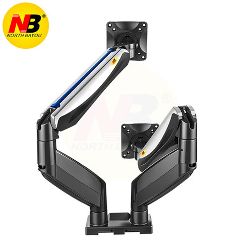 NB F185A brazo de resorte de Gas de aluminio movimiento completo 2-8kg 22-27 pulgadas soporte de Monitor LCD Dual soporte de computadora soporte con USB3.0 - imagen 3