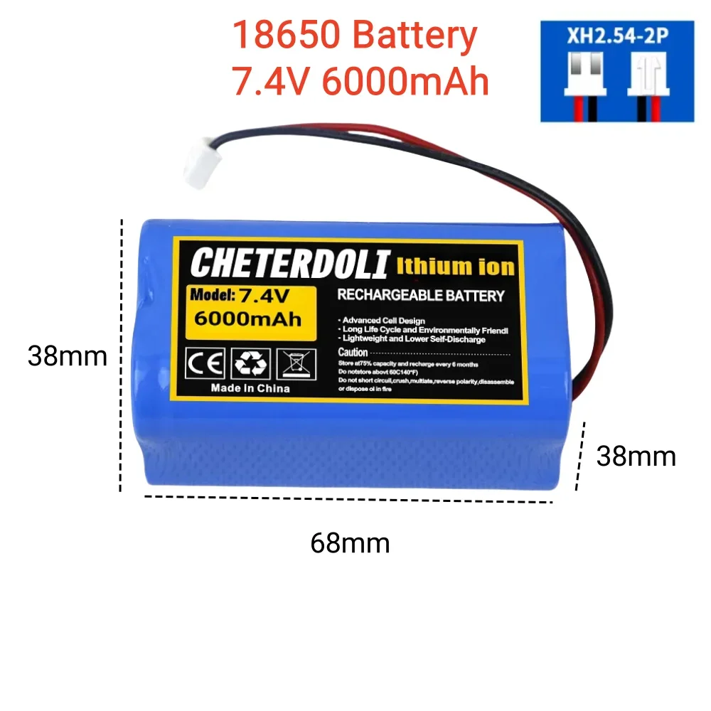 7,4 V 18650 15000 mAh con cables batería recargable de iones de litio con PCB para altavoz Bluetooth faros solares-enchufe de XH-2P