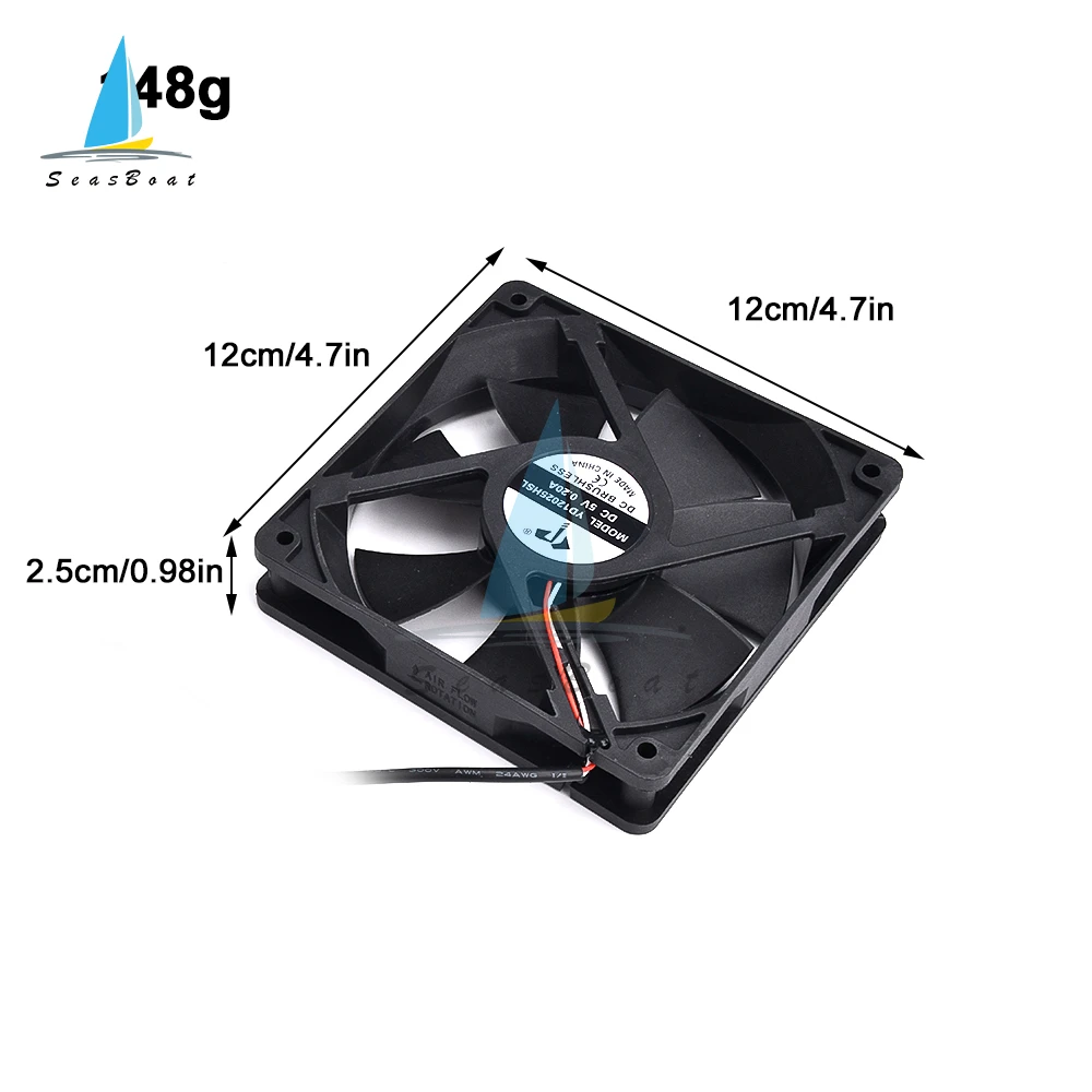 Ventilador de refrigeración sin escobillas para ordenador, Enfriador de plástico negro, interfaz USB, 8025/9225/12025 DC 5V - imagen 2