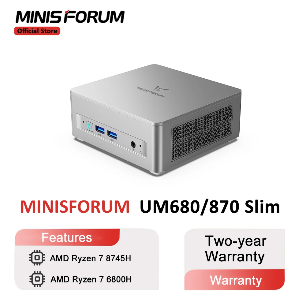 MINISFORUM Mini PC UM870 Slim AMD Ryzen 7 8745HMini ventana de ordenador 11 DDR5 32GB 1TB SSD UM680 Slim AMD Ryzen 7 6800H PC para juegos