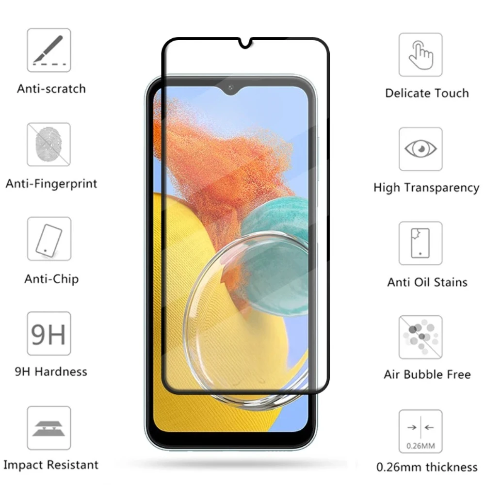 6PCS 삼성 F16 F06 M16 M14 M06 유리 삼성 갤럭시 M14 M04 M13 M22 M33 M53 M23 유리 전체 화면 보호기 렌즈 유리 - imagen 3