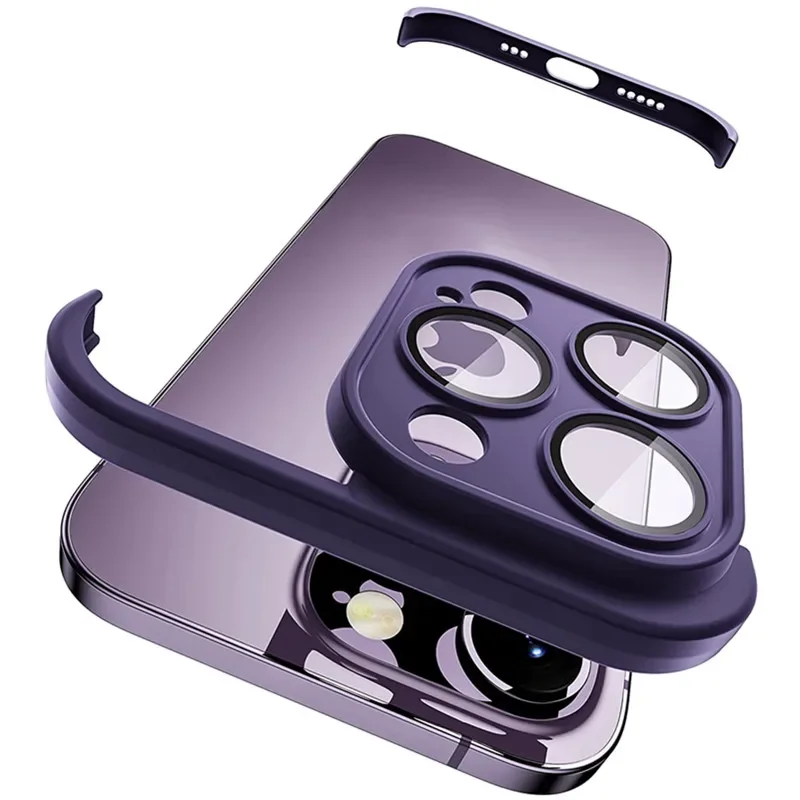 Parachoques de silicona TPU sin marco con funda protectora de lente de vidrio para IPhone 14 13 12 15 Pro Max Plus 14Pro 13Pro iphone 14