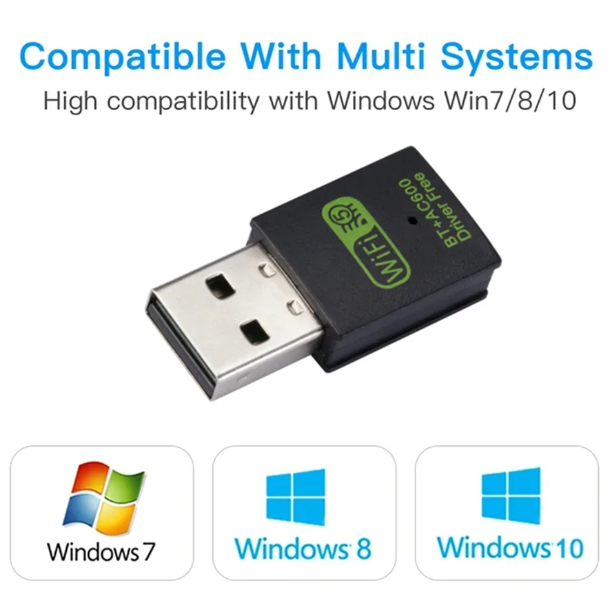 Adaptador USB WiFi Bluetooth de 600Mbps, receptor externo inalámbrico de doble banda 2,4/5,8 Ghz, Dongle WiFi RTL8821CU para PC, portátil y de escritorio - imagen 5