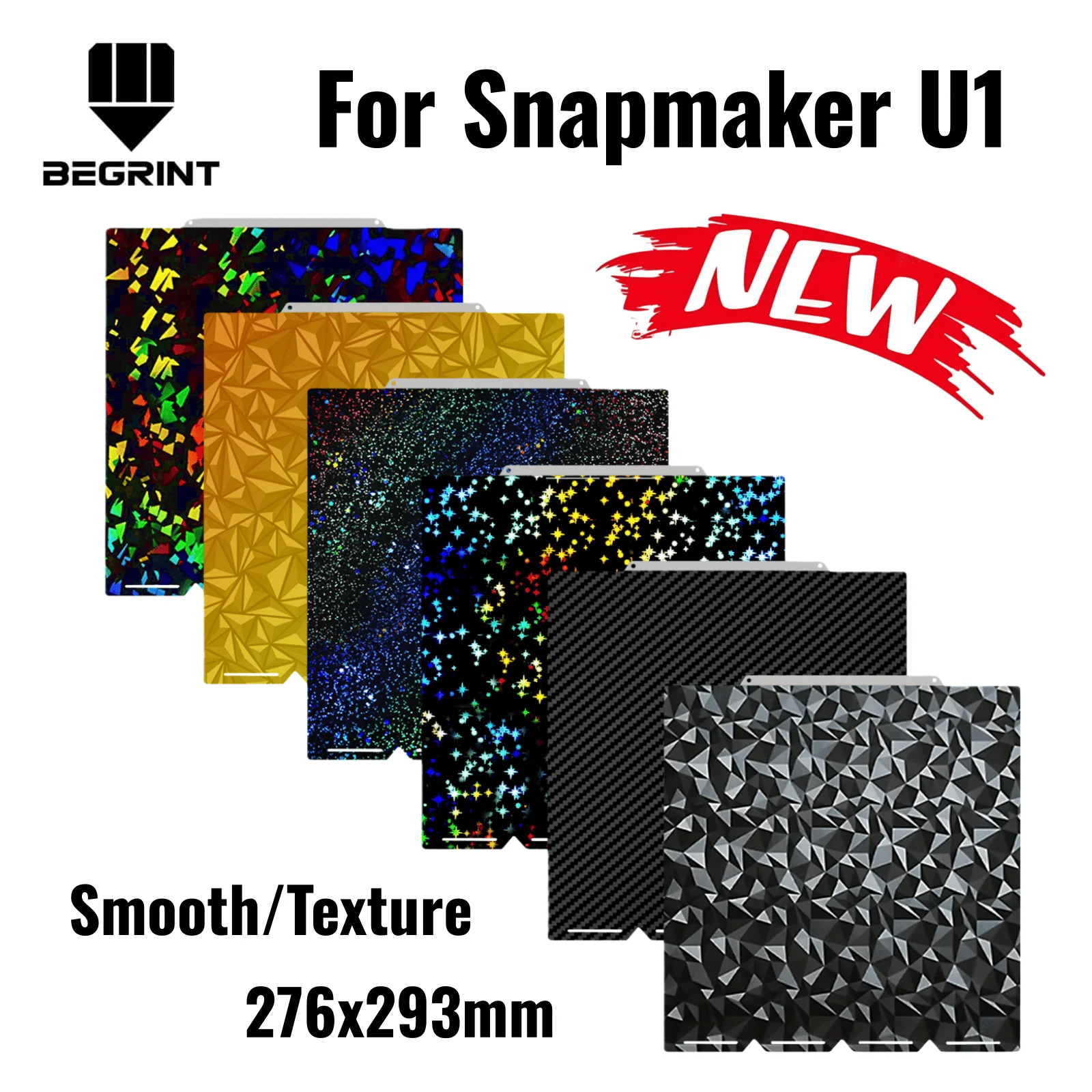 Placa de construcción para Snapmaker U1, PEI texturizado, suave, PET PEO, 270x270, cama térmica de hoja de acero con resorte de doble cara para Snapmaker U1