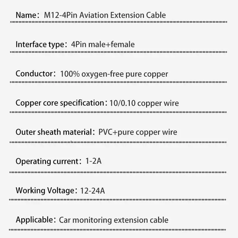 Cable extendido M12 macho y hembra de 4 pines tipo A, Sensor de 4 pines, Cable de conexión blindado PUR, conector de código A impermeable Industrial - imagen 5
