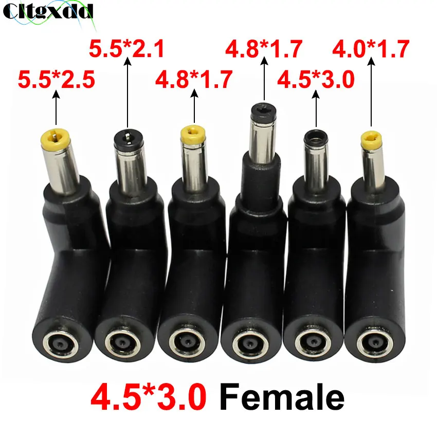 Enchufe de conversión de corriente para ordenador portátil, conector macho a hembra de 4,0x1,7, 4,5x3,0, 4,8x1,7, 5,5x2,1mm, 1 piezas DC 5,5x2,5, 4,5x3,0mm