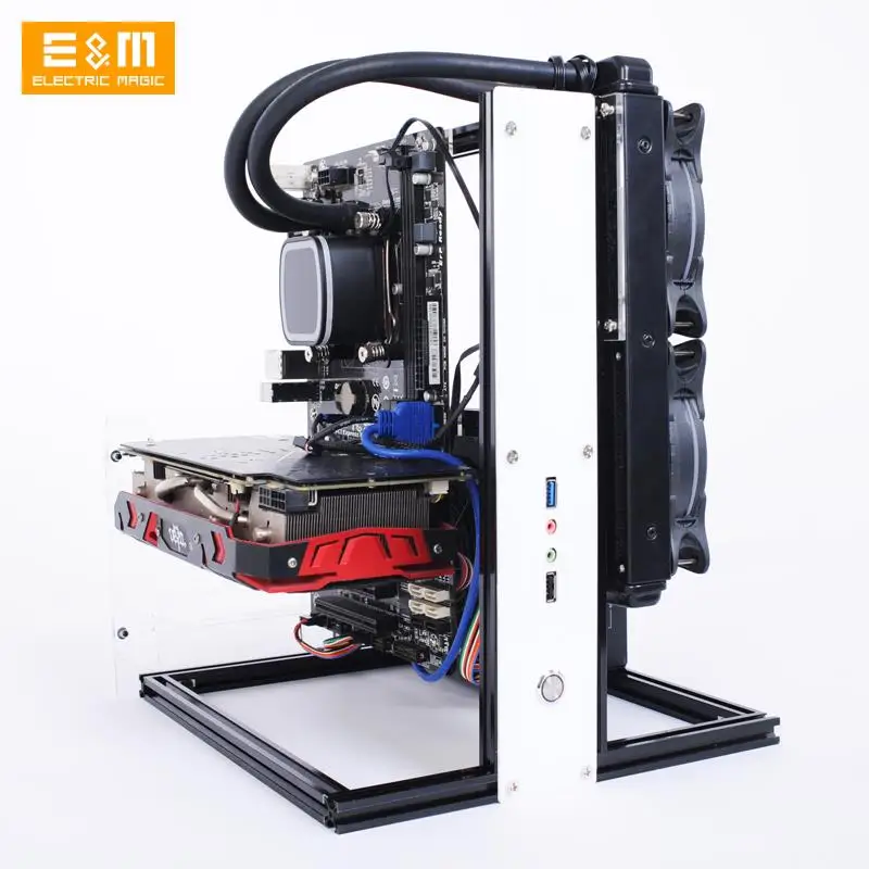 Banco de prueba ATX MATX ITX para ordenador, refrigeración por agua, marco abierto, carcasa de aire, HTPC, soporte para Panel de tarjeta gráfica, 2.0usb - imagen 2