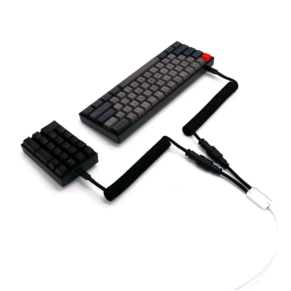 Angitu Cable de datos de aluminio 1 a 2 enchufes DIY adecuado para teclado USB tipo C Mini Micro Cables dorados, blancos, negros con placa PCB - imagen 2