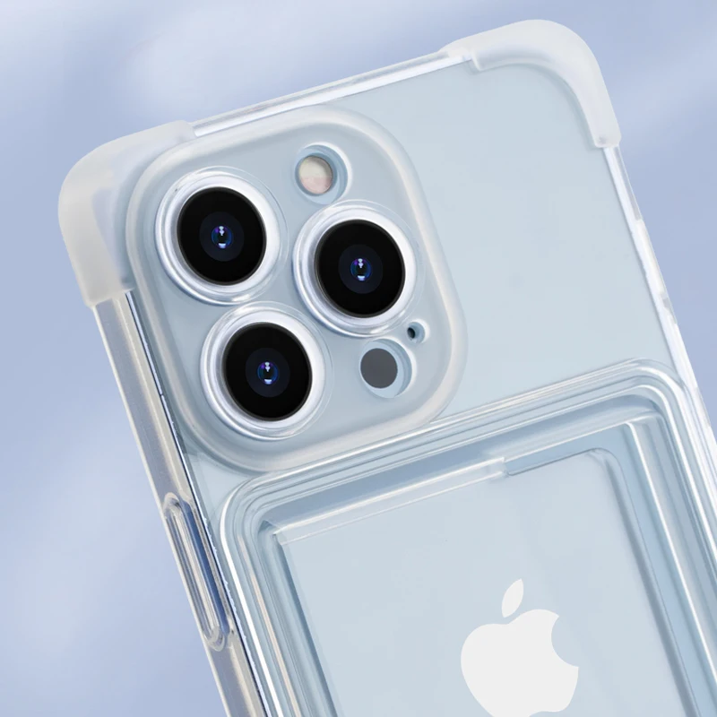 Funda blanda transparente con tarjeta de inserción anticaída para iPhone 16 15 14 Plus 13 12 11 Pro Max, funda protectora lisa a prueba de golpes - imagen 5