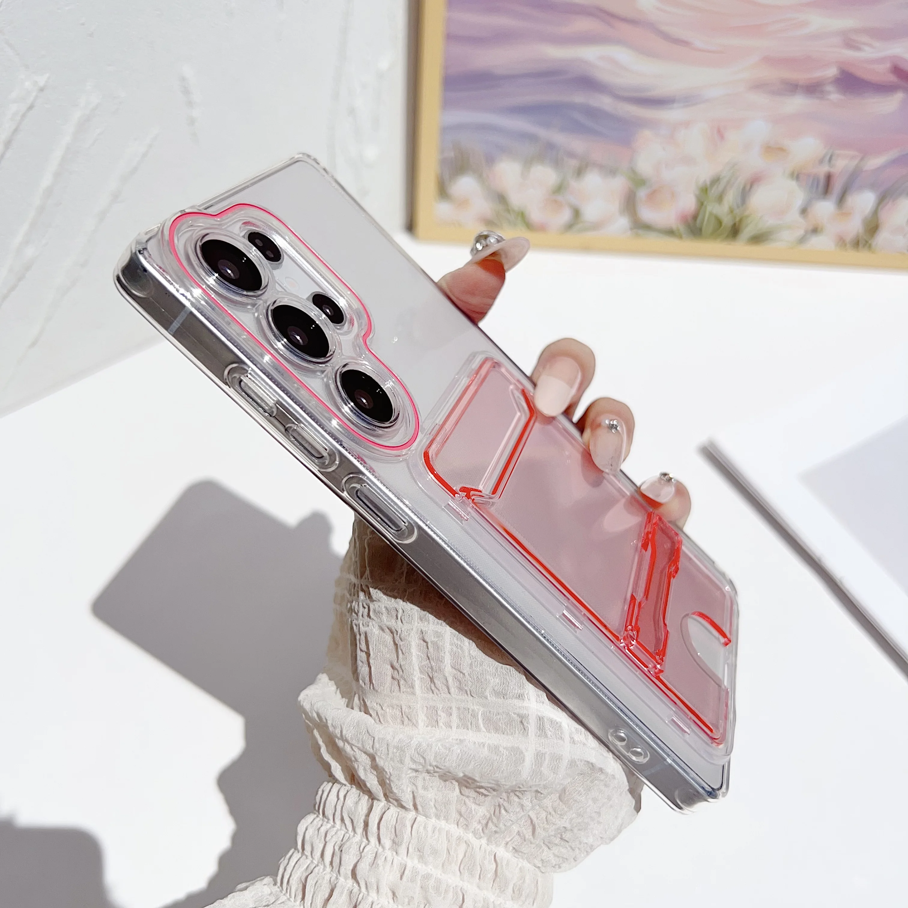 Funda de lujo con ranura para tarjetas para Samsung Galaxy S25 S24 Ultra S22 S23, funda de parachoques de silicona suave a prueba de golpes - imagen 3