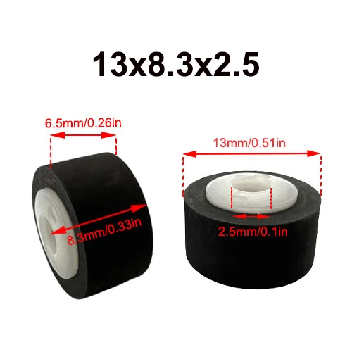 Polea de correa de rodillo de pellizco de goma de 13mm x 8,3x6,5x2,5 para SHARP 800 888 900 CONTEC 8080 Sanyo 4500 9930 40 casete para grabadora de Audio