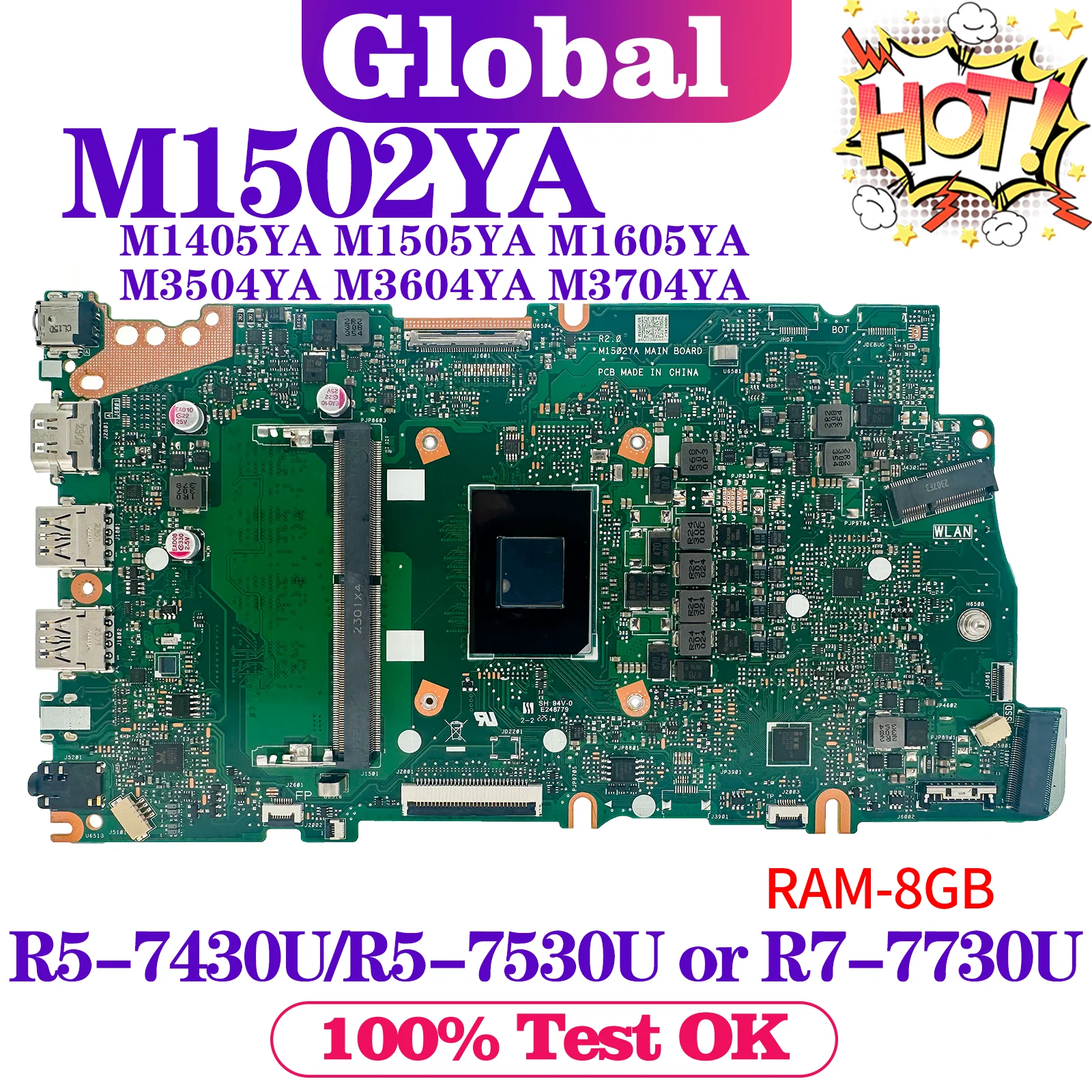 Placa base M1502YA para ordenador portátil, placa base para ASUS M1405YA, M1505YA, M1605YA, D1405YA, D1505YA, D1605YA, M3504YA, M3604YA, M3704YA