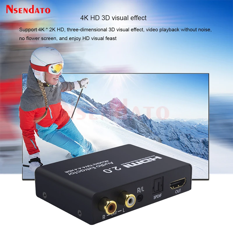 Conmutador 2,0 Compatible con HDMI, divisor de Extractor de Audio 4k 60hz HDMI a HDMI óptico TOSLINK SPDIF 3,5mm, convertidor 5.1ch/2.0ch ARC - imagen 5
