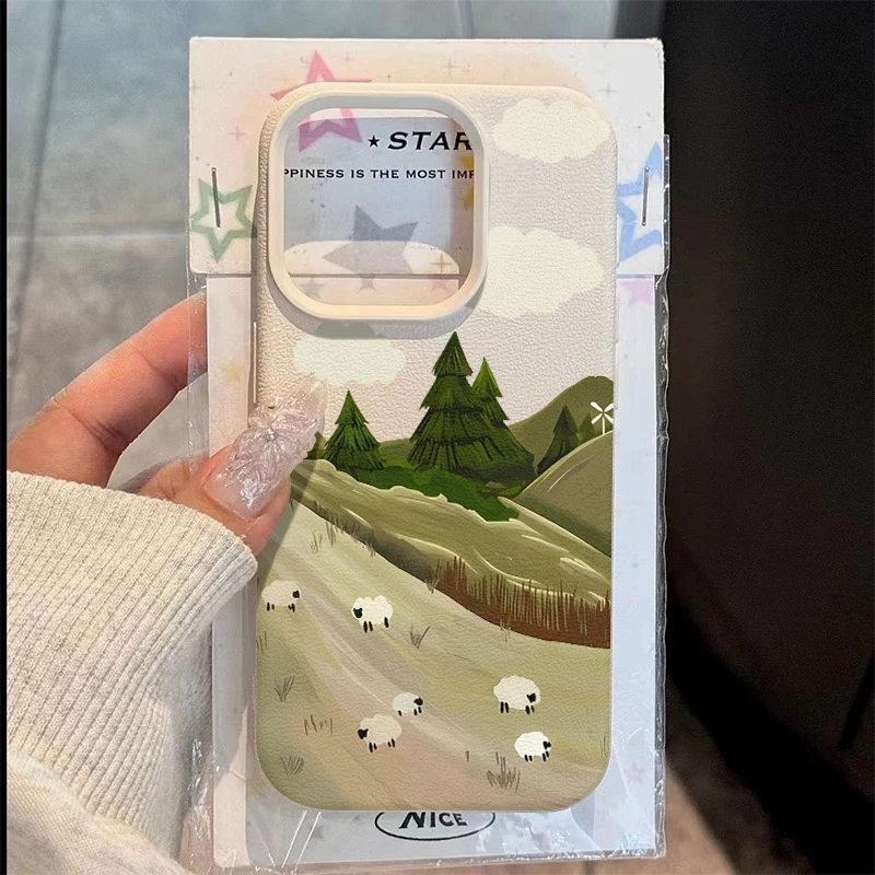 Funda de teléfono Lawn Sheep Lichee Patterm para iPhone 17 Pro Max 16 15 14 13 12 11 15Pro 16 Plus 17Air cubierta de silicona a prueba de golpes