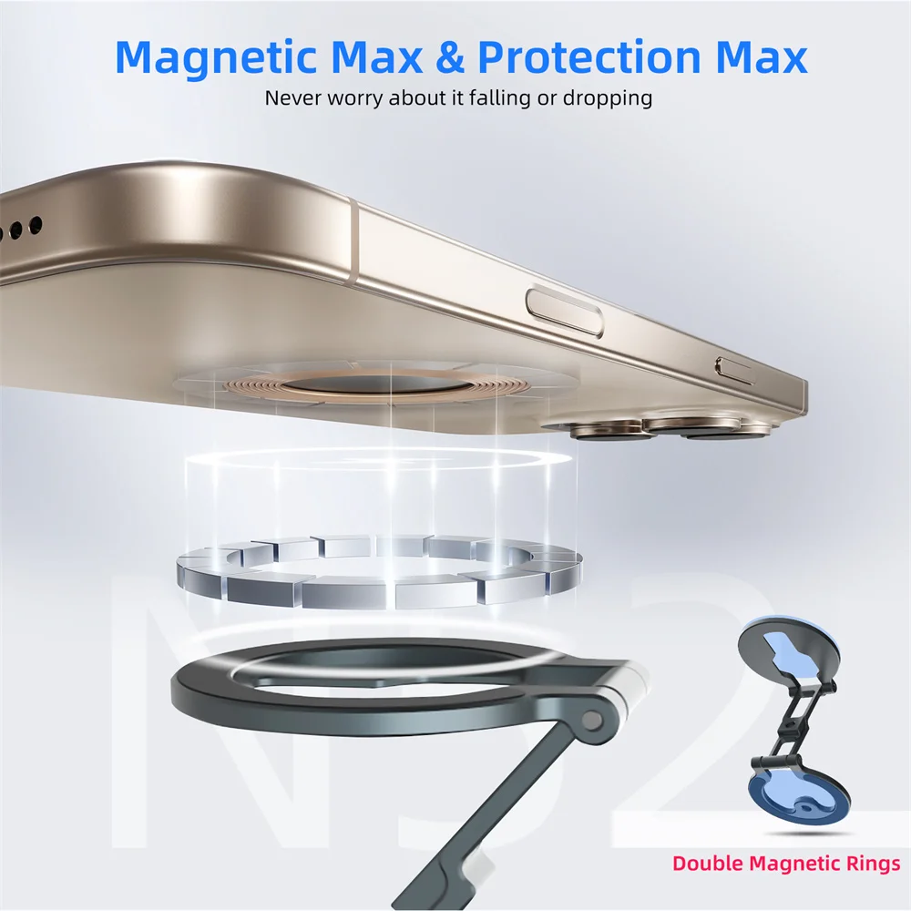Soporte magnético ultrafino de doble cara para teléfono, soporte plegable de aluminio con imán fuerte y tornillo de 1/4 "para iPhone 17 16 Android - imagen 5