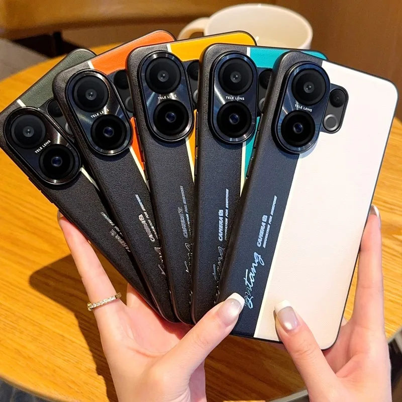 Funda para VIVO V60 X200 FE S30 Pro MINI Funda de cuero de lujo con rayas mate para VIVO V 60 VIVOV60 Funda de parachoques a prueba de golpes - imagen 3