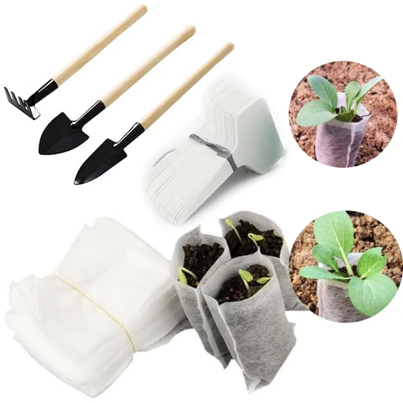 Pala rastrillo pala mango de madera etiqueta de planta bolsa de cultivo juegos Kits jardinería suelo levantando flores Mini herramienta de jardín - imagen 2
