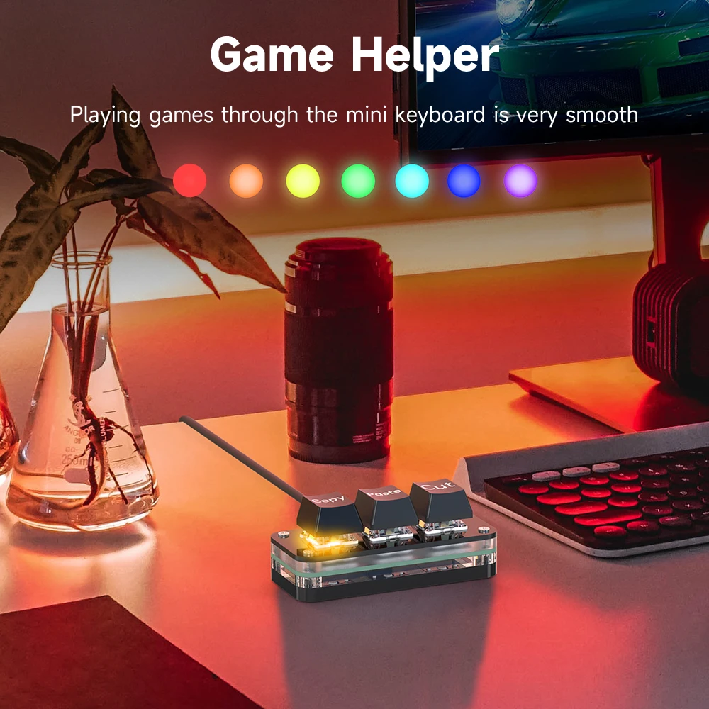 Miniteclado personalizado de USB-C, 2, 3, 6 teclas, perilla con luz LED RGB, intercambio mecánico en caliente, almohadillas Macro programables - imagen 5
