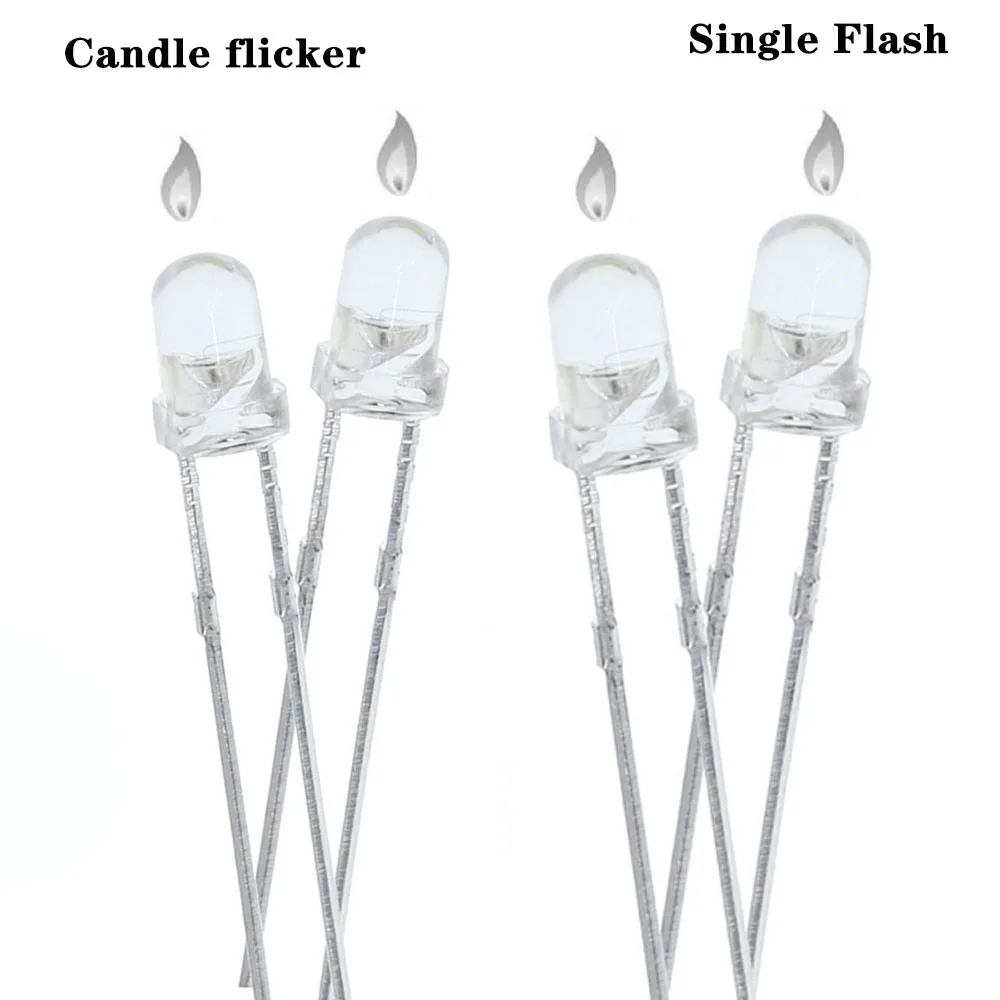 Vela parpadeante de 3 mm y 5 mm y blanco parpadeante único blanco cálido rojo verde amarillo 5 colores 20 diodos LED por color, un total de 100 - imagen 3