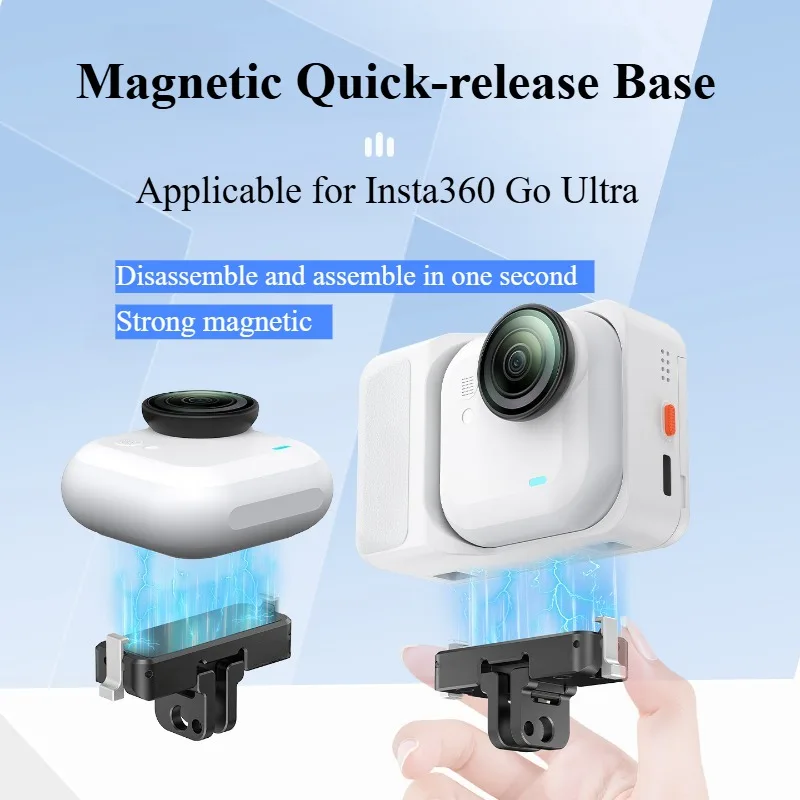 Adaptador de liberación rápida Ultra magnético para Insta360 Go, Base de montaje plegable de doble garra, soporte de extensión, accesorios de cámara