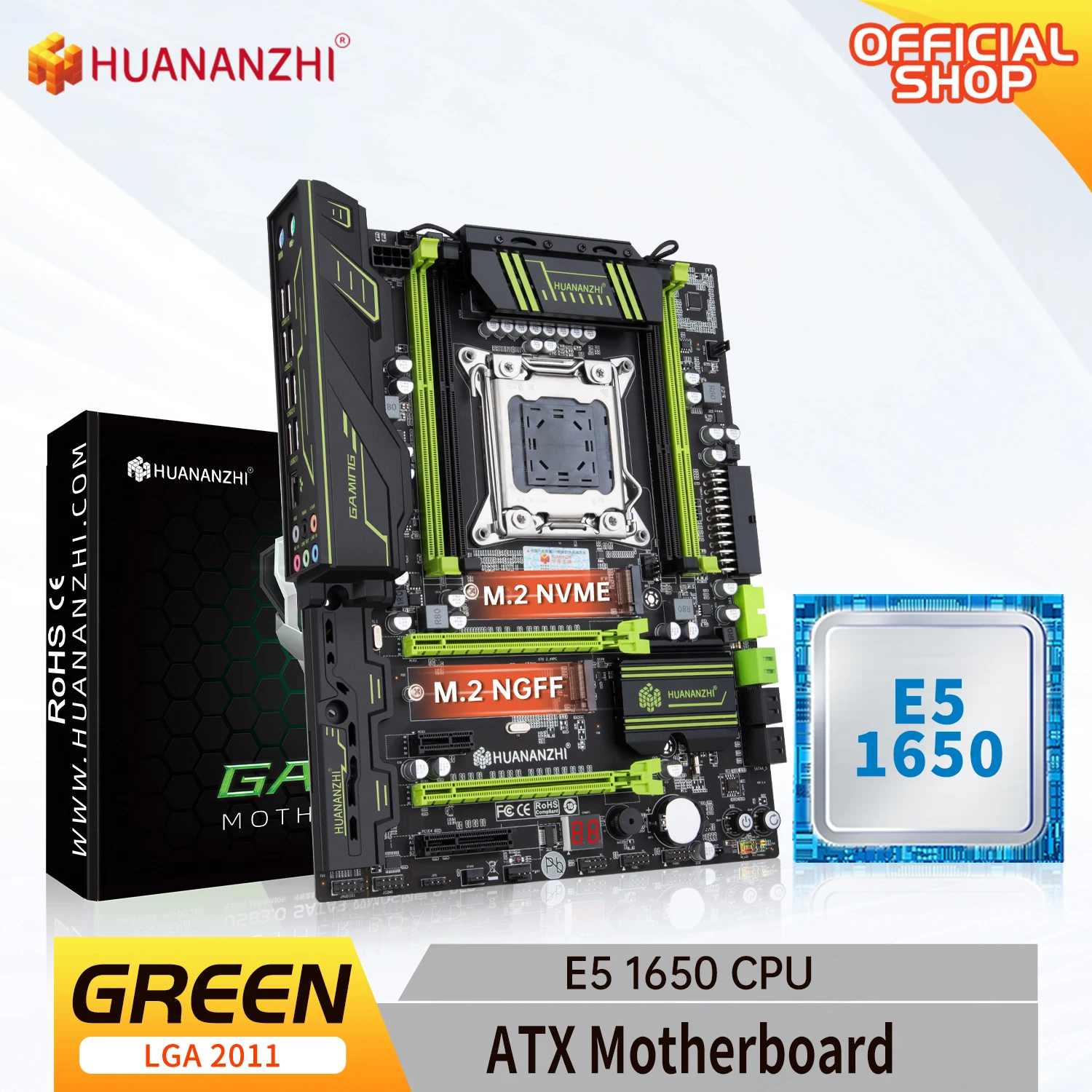 HUANANZHI-placa base X79 GREEN LGA 2011 XEON X79 con Intel E5 1650, puede usar el kit combinado de memoria DDR3, NVME, SATA, USB
