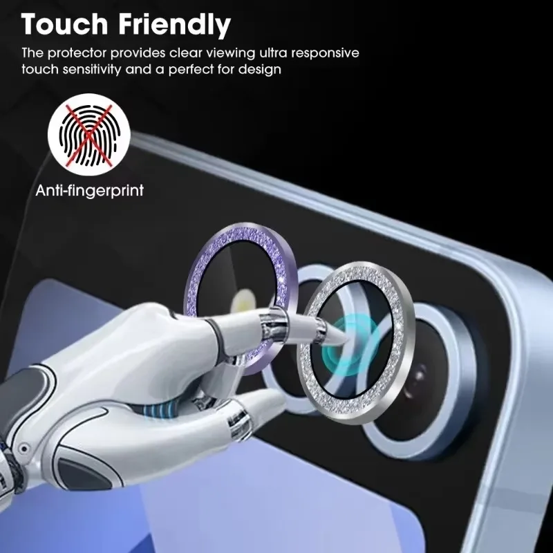 Protector de cristal de cámara de aleación de diamante pequeño y ostentoso para Samsung Galaxy Z Flip 6 Flip6 ZFlip6, localizador de tapa de anillo de lente de Metal brillante - imagen 4
