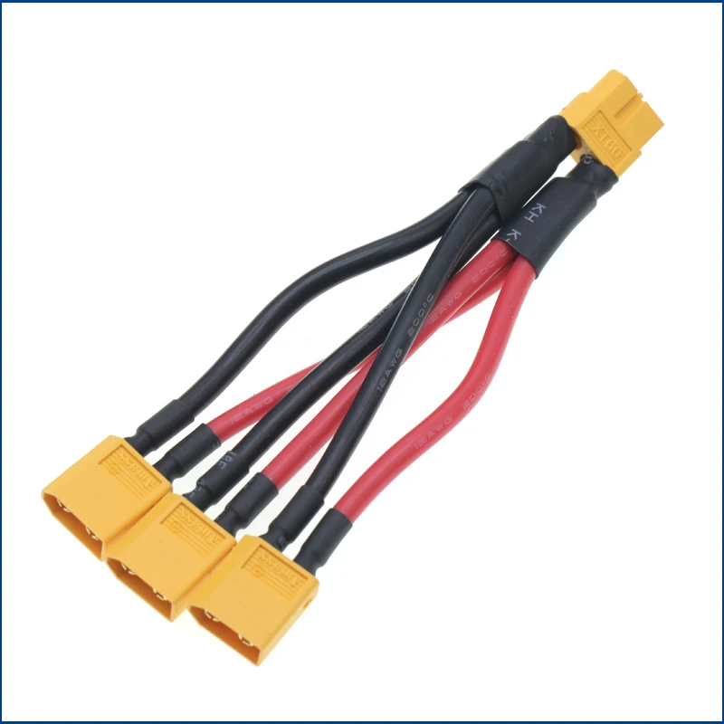 XT60 Parallel Battery Connector 3-Way 12AWG Silicone Wire Male/Female Dual Extension Y Splitter 100mm for Battery Charger Motor - imagen 5