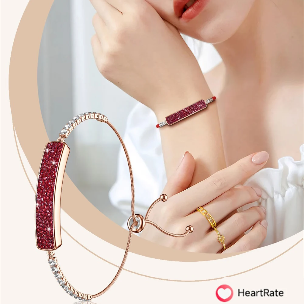 Pulsera inteligente deportiva de alto nivel para mujer, Monitor de ritmo cardíaco y sueño, correa de reloj de diamante resistente al agua hasta 5ATM, banda inteligente para chica - imagen 4