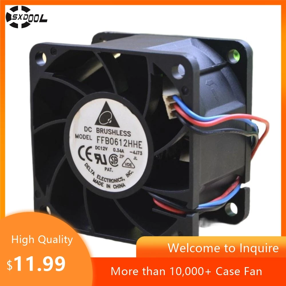 Ventilador de alta velocidad de 60 mm para Delta 6038 6 CM FFB0612HHE 12 V 0.34A Ventilador de enfriamiento con doble rodamiento de bolas para servidores y electrónica - imagen 2