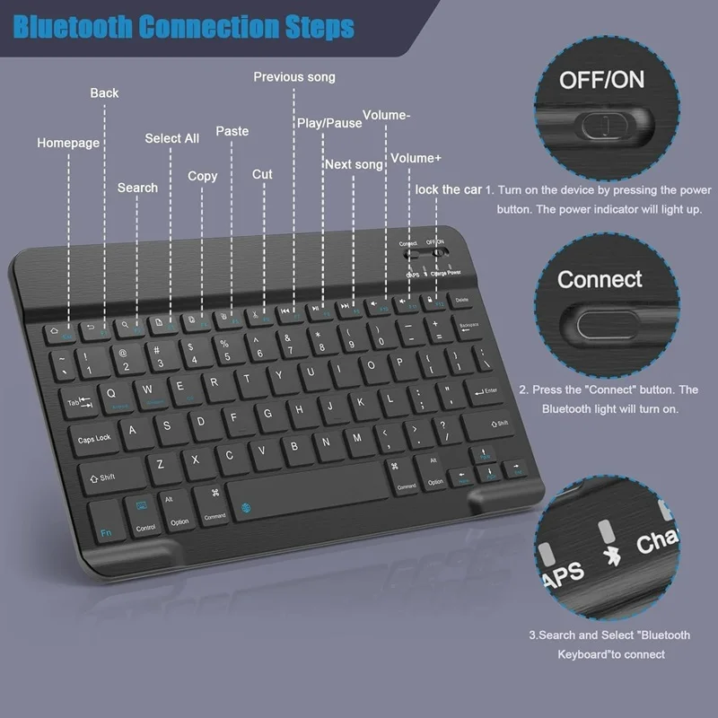 Teclado inalámbrico Bluetooth Mini teclado para ordenador portátil tableta teléfono Ipad Xiaomi teclado para juegos recargable Android iOS Windows - imagen 3