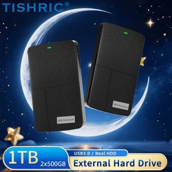 Disco duro externo TISHRIC HD 1TB 2x500GB disco duro SSD portátil USB 3,0 HDD electrónico para ordenador portátil PS4 PS5 Gaming