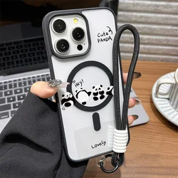 Funda iPhone con Panda Magnética, Cordón y Protección Antigolpes
