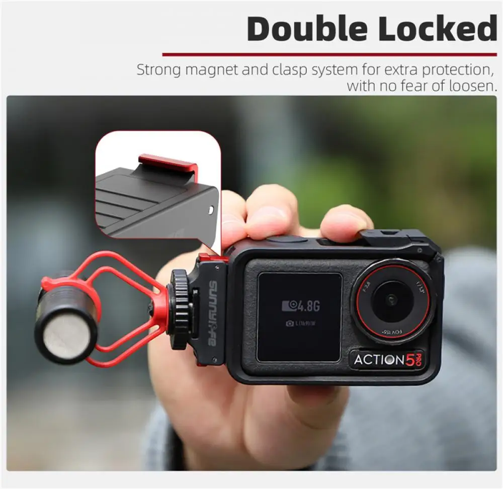 Para DJI Osmo Action 5 Pro/4/3 adaptador magnético montaje Base de montaje de liberación rápida con zapata fría cámara trípode adaptador montaje - imagen 4