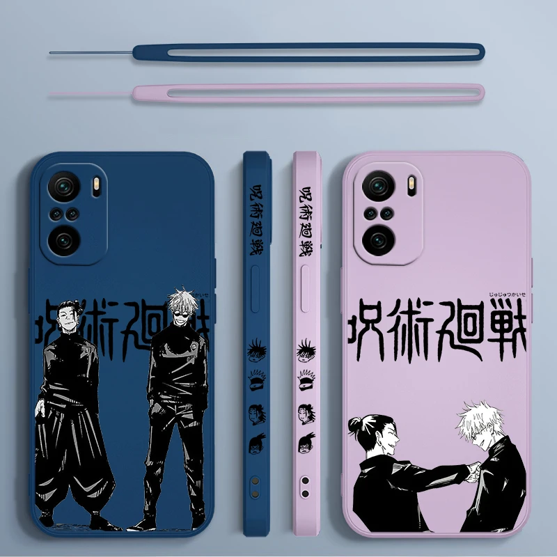 Jujutsu Kaisen Gojo Suguru para Xiaomi Redmi Note 13 12 12Pro 11 11S 11T 10S 10 Pro Plus 5G funda de teléfono con cuerda izquierda líquida - imagen 2