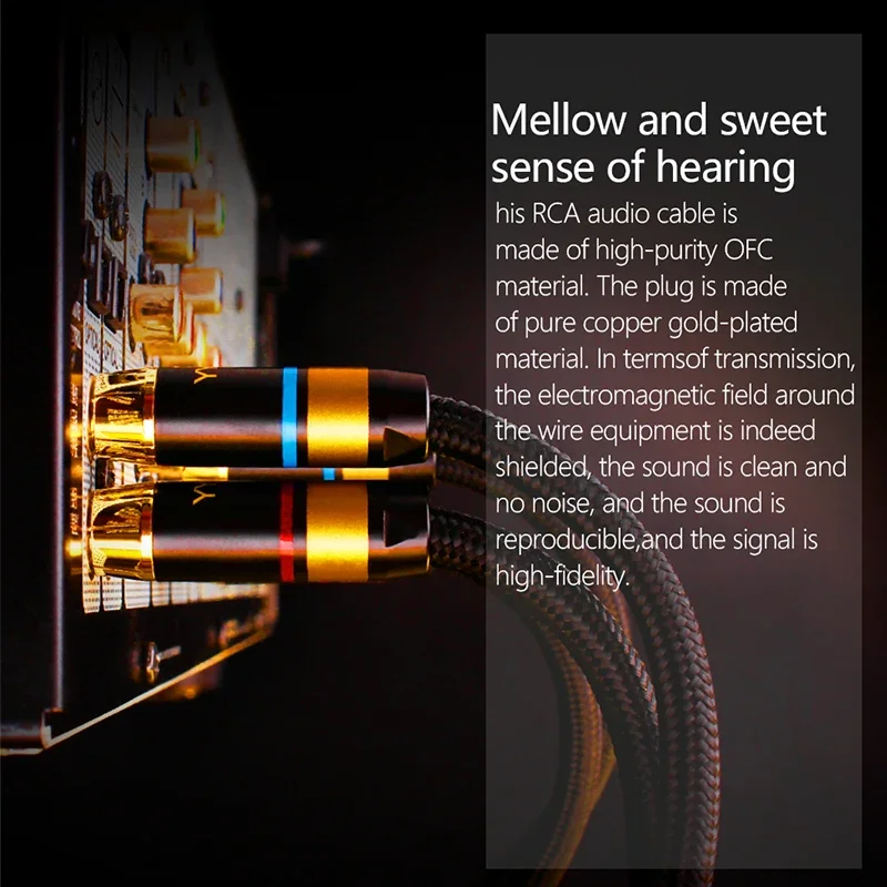 YYTCG-Cable de Audio HiFi de alto rendimiento, Cable de audio RCA Premium de 2RCA a 2RCA, Cable de interconexión para amplificador, DAC, TV, DVD - imagen 5