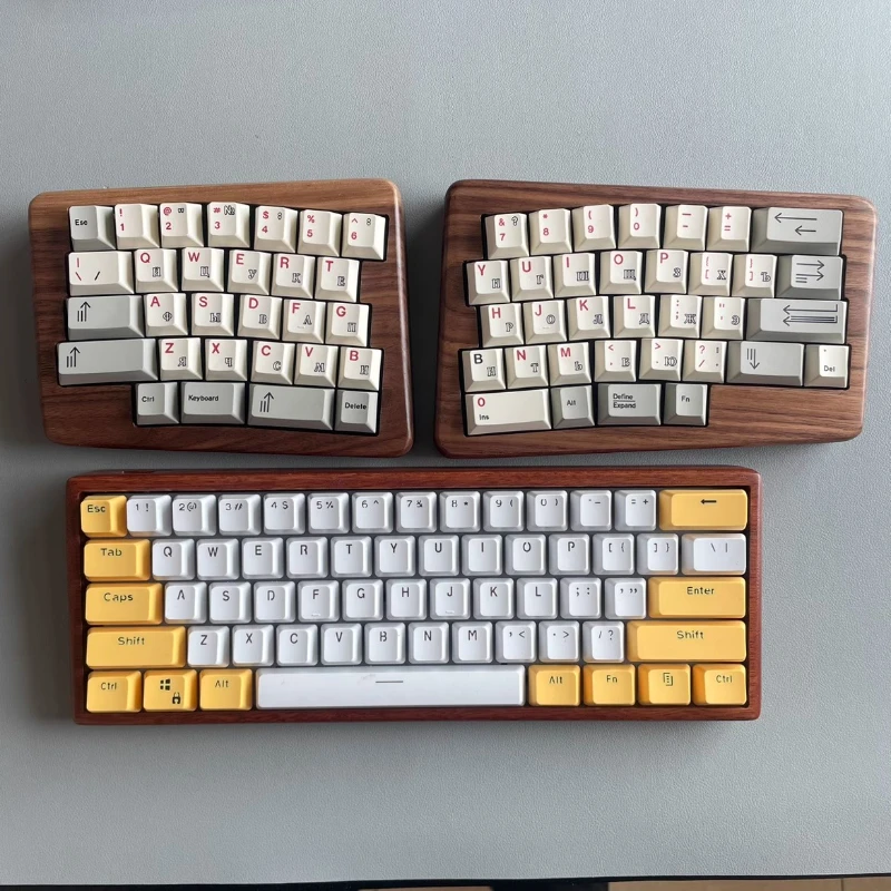Teclado mecánico dividido personalizado North American Black Walnut 2,4G inalámbrico mano izquierda y derecha HHKB con Vial teclado de juego regalo - imagen 2