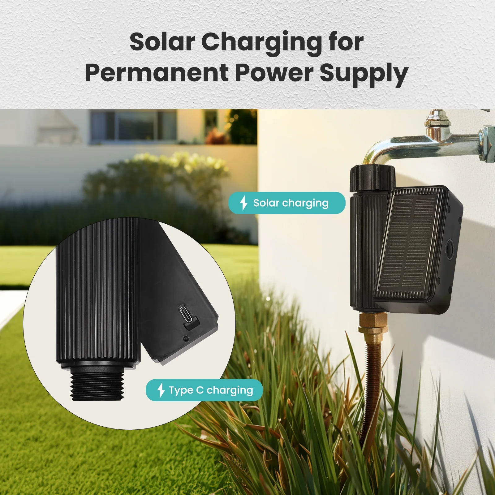 MOES-Medidor de temporizador de agua alimentado por energía Solar, entrada de latón impermeable IP65, Sensor de humedad y temperatura del suelo, Tuya US, WiFi - imagen 3