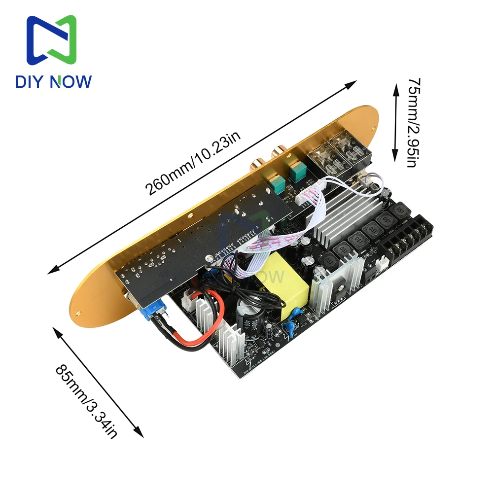Placa amplificadora D900 con Panel de aleación de aluminio cepillado 50W + 50W + 100W salida de alta potencia compatible con AUX, micrófono, FM, USB, tarjeta TF - imagen 5