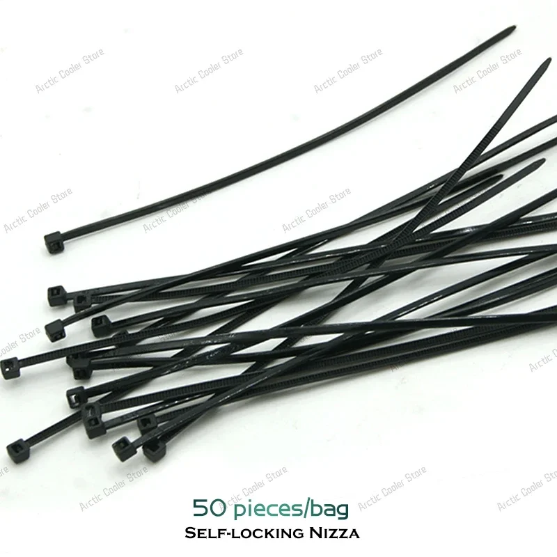Brida para cables de nailon y plástico autoblocante, 50 piezas, brida para cables negra de 3x150mm, Rin de sujeción para gestión de cables de ordenador PSU