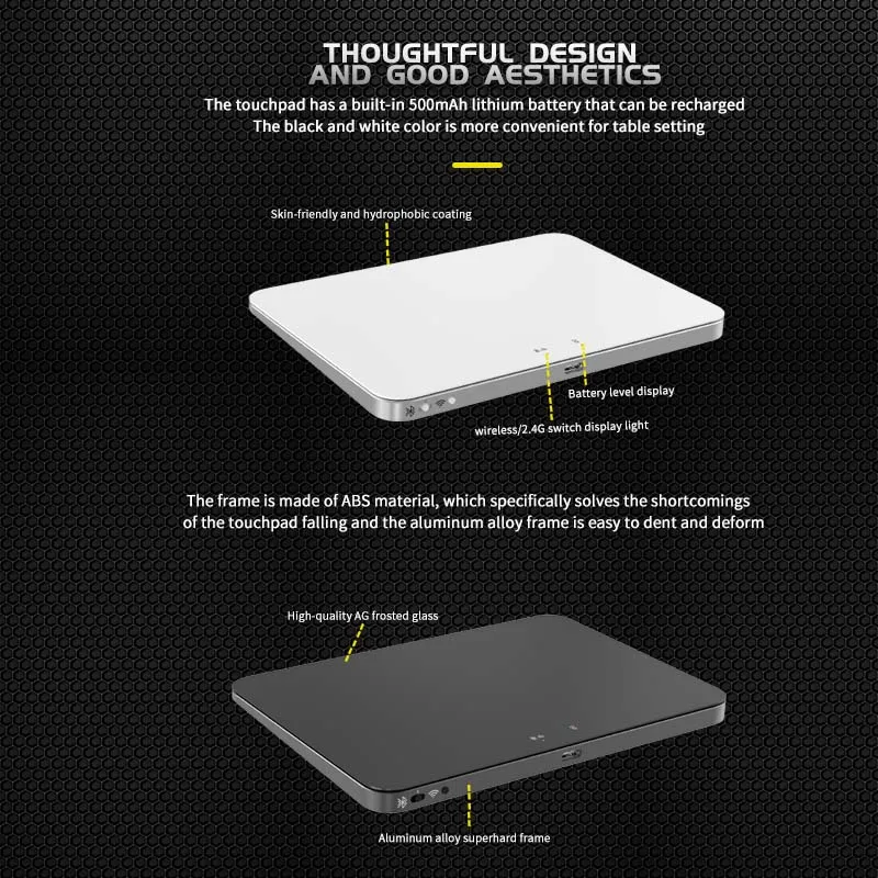 Ratón Trackpad USB con cable, ratón Trackpad inalámbrico grande de alta precisión con múltiples gestores, ratón con panel táctil de aluminio para computadora - imagen 4