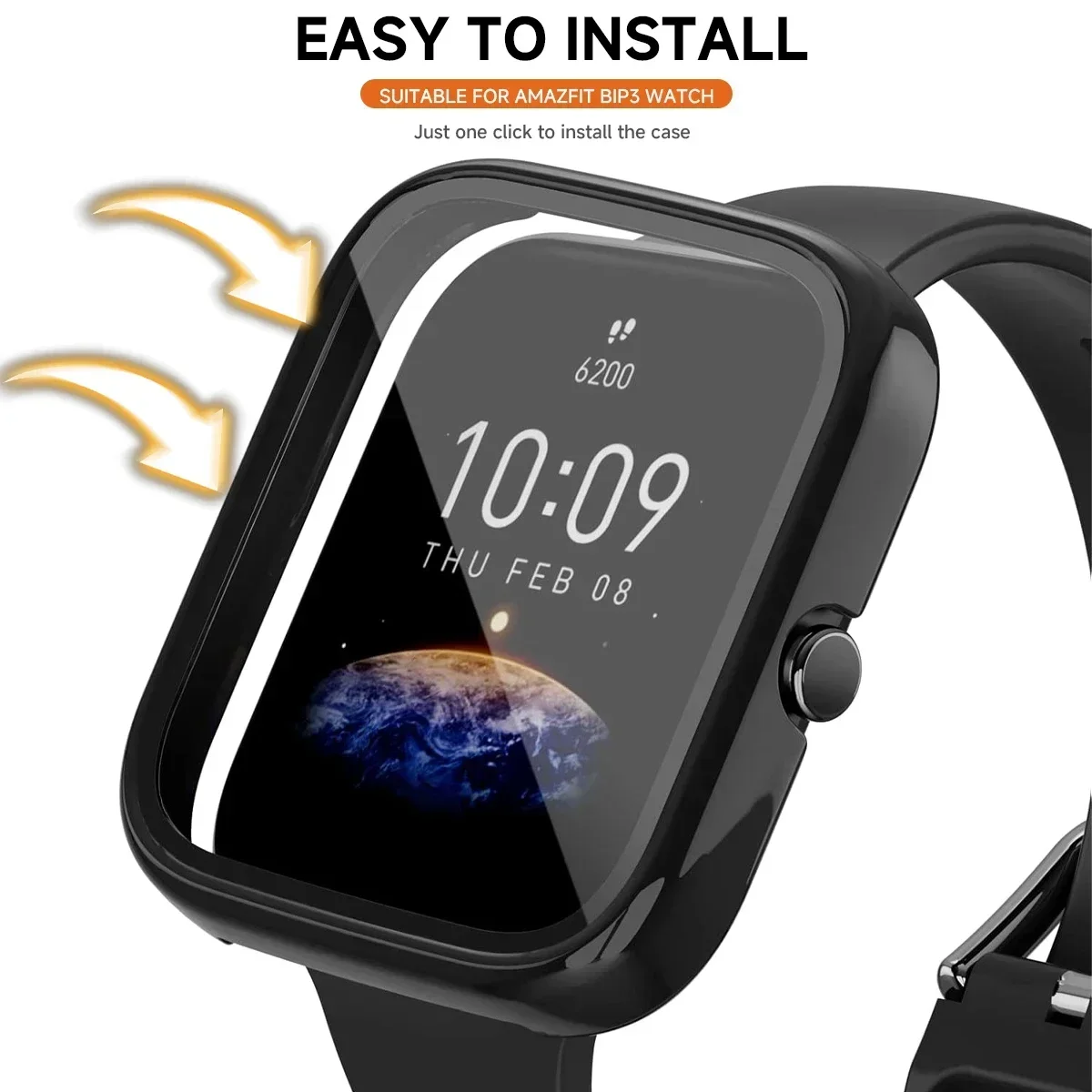 Correa deportiva + Funda de cristal para reloj inteligente Amazfit Bip 3/3 Pro, pulsera de silicona, Funda protectora de pantalla para Amazfit Bip 3Pro - imagen 3