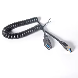 Cable de extensión en espiral USB 3,0 macho a hembra 1,5 M 5 pies Cable de datos en espiral con resorte elástico extensor USB a USB